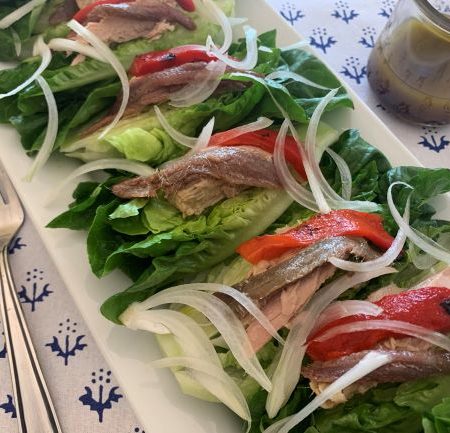 Romaine Lettuce Heart and Anchovy Salad