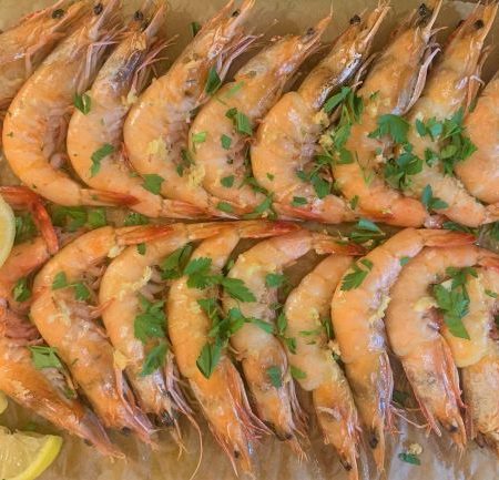 Oven Baked Whole Shrimp with Garlic